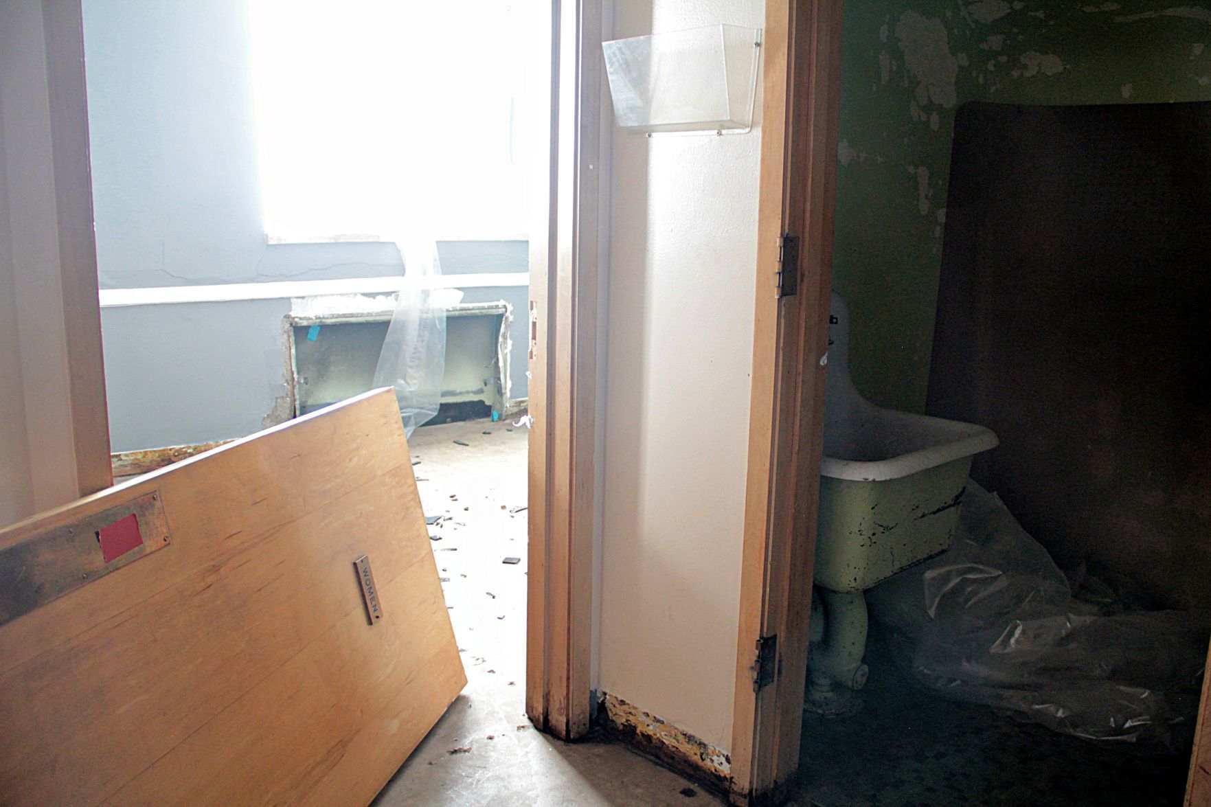 Door and bathroom